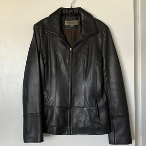 Marc Jacobs black leather zip jacket.